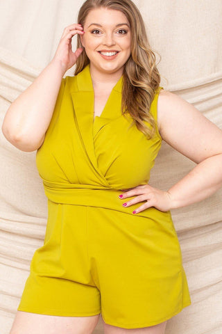 THE WHITNEY Collared Neck Plus Size Romper