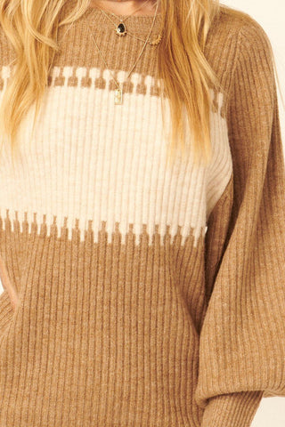 THE HORIZON A Ribbed Knit Sweater Mini Dress