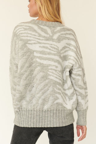 ZEBRA VIBES A Zebra Print Pullover Sweater
