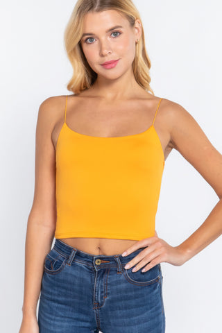 THE SARA Elastic Strap Two Ply Dty Brushed Knit Cami Top