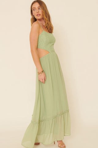 THE RYSA A Sheer, Chiffon Floral Lace Maxi Dress