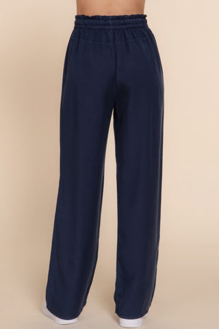 Elastic Waist Tencel Long Pants